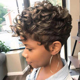 Wig short curly hair wig chemical fiber headgear