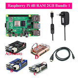 Original Raspberry Pi 4 Model B Kit + Aluminum Case + Heat Sink + 3A Switch Power +  HDMI-compatible Option 64 32GB Card |Reader