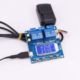 LCD Display Temperature Controller DC 12V Sensor Module Micro USB Humidity Thermostat Intelligent 2-Channel Relay High Accuracy