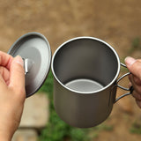 Lixada 450ml/550ml Titanium Water Cup with Lid Coffee Cup Mug Tea Cup Camping Mug for Camping Hiking Backpacking Picnic