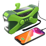 10000mAh Emergency Weather Radio Dual Speaker Rechargeable Solar Hand Crank Battery Operated SOS AlarmAM/FM Reading Light