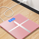 New small household weighing scale tempered glass electronic scale body scale USB charging weight scale