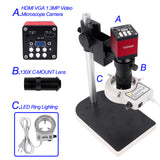 HDMI Microscope Camera Set   HD 13MP 60F/S HDMI VGA Industrial Microscope Camera+130X C mount lens 56 LED Ring Light Lamp