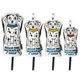 1PC Golf Headcover Cute Dalmatians Golf Club Head Cover for Driver Fairway Hybrid Clubs Leather Protector Wood Covers Number Tag