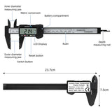 0-6Inch150mm Electronic Digital Vernier Caliper Carbon Fiber Reinforced Plastic High Precision Slide Caliper LCD Measuring Tool