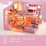 DIY Doll House Wooden Doll Houses Miniature Dollhouse Furniture Kit Toys Casa for Children Christmas Gift  L026