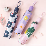 Vintage UV Protect Floral Women Rain Umbrella Chic Pink Rose Three Folding Girl Durable Portable Umbrellas Automatic Rain Gear