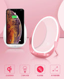 New Wreless Charging Led Makeup Mirror With Light Support Mobile PhoneWireless Charging Dressing Mirror Folding Girl Portable