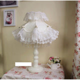 Girls Bedroom Table Lamp White PInk Blue Princess Lace Lampshade Wood Desk Lighting Bedside Lamp Book Reading Table Lamp D94