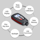 CEM DT-156 LCD Coating Thickness Tester Fe/NFe Paint Thickness Gauge Meter Car Paint Depth Gauge Tester 0~1800μm