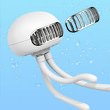 Mini Fan Portable Bladeless USB Rechargeable Silent Outdoor Stroller Fans Mobile Phone Bracket Jellyfish Shape Fans