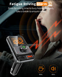 Bluetooth 5.0 FM Transmitter 1.4 Inch Display Radio Adapter Handsfree Car Kit 18W QC3.0 USB Fast Charger With Fatigue Alarm