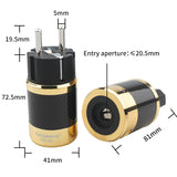 Hifi Audio Power Plug Red Copper Gold Plated Carbon Fiber IEC Connector Amplifier Cable Adapter EU Version