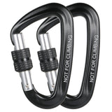 2pcs Carabiner Clips D-Shaped Buckles with Screw Locking Gate Camping Carabiner for Backpacking Camping Hiking Climbing