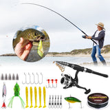 Fishing Rod and Reel Combo Carbon Fiber Telescopic Fishing Rod with Reel Combo Set Lures Jig Hooks Fishing Carrier Bag