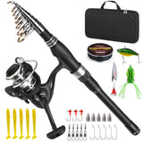 Fishing Rod and Reel Combo Carbon Fiber Telescopic Fishing Rod with Reel Combo Set Lures Jig Hooks Fishing Carrier Bag