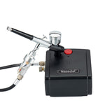 12V Mini NT-19 Dual-Action Airbrush Compressor Kit 0.3mm Airbrush Spray Gun for Nail Airbrush Model Cake Car Fish Shoes Painting