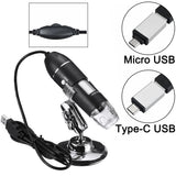 Adjustable 1600X 2MP 1080P 8 LED Digital Microscope Type-C/Micro USB Magnifier Electronic Stereo USB Endoscope For Phone PC