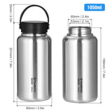 TOMSHOO Stainless Steel Water Bottle Leak Proof Sports Bottle Camping Water Cup Coffee Mug Hanging Pot for Outdoor Camping