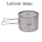 Lixada 900ml Titanium Cup Pot Ultralight Portable Cup Hanging Pot with Lid and Foldable Handle Outdoor Camping Backpacking