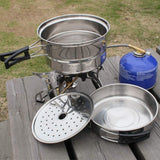 Portable Outdoor Camping Picnic Travel Cooking Pot Frying Pan Cookware Lunch Box