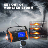 Hand crank solar radio portable outdoor emergency power supply digital LCD display with SOS alarm Bluetooth radio music player