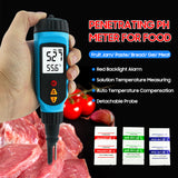 PH818M PH Meter for Food Processing 2 in 1 Food PH Tester Solution Temperature Meter LCD Backlight Digital PH Measuring Probe