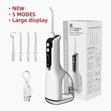 Smart Water Flosser Water Thread Oral Dental Irrigator Intelligent Display Portable 5 Modes 330ML Tank Water Jet Waterproof IPX7