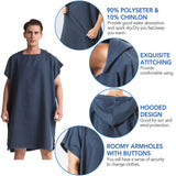 Quick Dry Hooded Towel with Hood Wetsuit Changing Towel Beach Poncho for Beach Kayak Swimming Surfing Beach Outdoor Sports