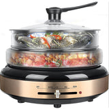 FT-01 4-5L 1300W 220V Multi-Functional Multicooker Electric Hot Pot Stainless Steel Household Electric Cooker Steamer Frying Pan