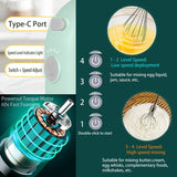 Electric Mixer Wireless Portable Food Mixers with 2 Mixing Head Handheld Blender Rechargeable Whisks Dough Stirrer Eggbeater