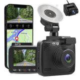 4K 3840*2160 WIFI GPS Dash Cam Recording Car Camera Night Vision WDR  G-Sensor Motion Detection 1080P Rear Camera