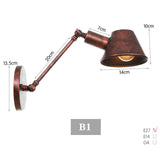 Black Rustic Vintage Swimming Arm Wall Lamp Retro Long Reading Lights on the Wall Adjustable Iron Applique Murale Luminaire Home