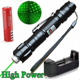 High Power Green Lasers Adjustable Focus Burning Green Laser Pointer Pen Lazer Range 5000 Meters with 18650 Battery Charger