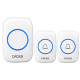 CACAZI Wireless Doorbell A10 DC Battery-operated 300M Range 38 Chimes Waterproof Home Cordless Flash Door Bell White