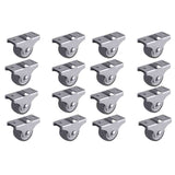 Hot XD-16PCS TPE Caster Wheels Duty Fixed Casters With Rigid Non-Swivel Base Ball Bearing Trolley Wheels Top Plate 1 Inch