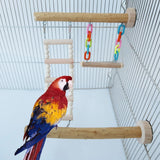 Wood Bird Perch Stand Toy Parrot Swing Climbing Ladder Birdcage Play Gyms Playground for Parakeet Cockatiel Lovebirds