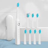 SEAGO Lovers Rechargeable Electric Toothbrush Sonic Tooth Brush Travel Box Portable Folding Cup Ultrasonic Replace Brush Heads