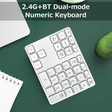 2.4G+BT5.0 Dual-mode Numeric Keyboard 35 Keys Financial Accounting Keyboard Aluminum Alloy Shell Built-in 300mAh Battery