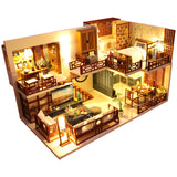 CUTEBEE DIY Doll House Wooden Doll Houses Miniature Dollhouse Furniture Kit with LED Toys for Children Christmas Gift  L023