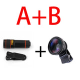 2022.12X Mobile Phone Lens Monocular Telescope Long Focus Lenses 0.45X Wide Angle macro Fisheye Lens For Digital Camera Mobile