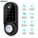 Smart Deadbolt Keyless Entry Electronic Touch Scree Front Bluetooth Tuya APP Control Card Passcode Ekeys Sharing Auto Door Lock