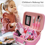 Kid Makeup Toy Mini Cosmetic Lipstick Eyeshadow Nail Gel Beauty Set Portable Cosmetic Bag Little Girls Princess Birthday Gift