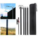 Camping Lantern Stand Folding W/ Ground Nail Lightweight Garden Planter Hanger Aluminum Alloy Rod Lamp Pole for Backpacking BBQ