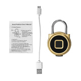 Fingerprint Lock Portable Keyless Smart USB Rechargeable Electric Lock Waterproof Luggage Case Lock Finger Prints Door Padlock