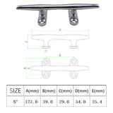 5 Inch High Quality 316 Stainless Steel Marine Boat Hollow Base Cleat Heavy Duty Boat Hollow Base Cleats for Marine Yacht Boat