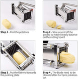 French Fry Cutter, Professional Potato Cutter Stainless Steel with 1/2-Inch Blade Great for Potatoes Carrots Cucumbers