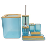 7 Pcs Bamboo Bathroom Accessories Set Toothbrush Holder Soap Dish Dispenser Toilet Brush Container Trash Can Bath Decoration