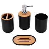 Bathroom Accessories Set Bamboo Plastic Bathroom Kit Toothbrush Cup, Soap Dispenser, Soap Dish, Toilet Brush Holder,Trash Can