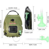 Switchable Shower Head20L Water Bags Outdoor Camping Solar Shower Bag Foldable Heating Camp Shower Hiking Climbing Bath Bag